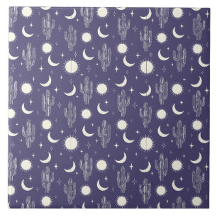 Carreau Motif blanc Cactus