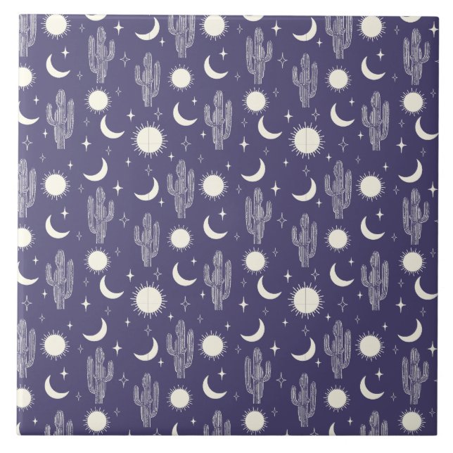 Carreau Motif blanc Cactus (Devant)