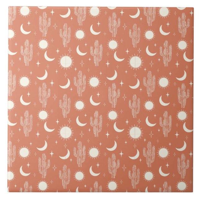 Carreau Motif blanc Cactus (Devant)