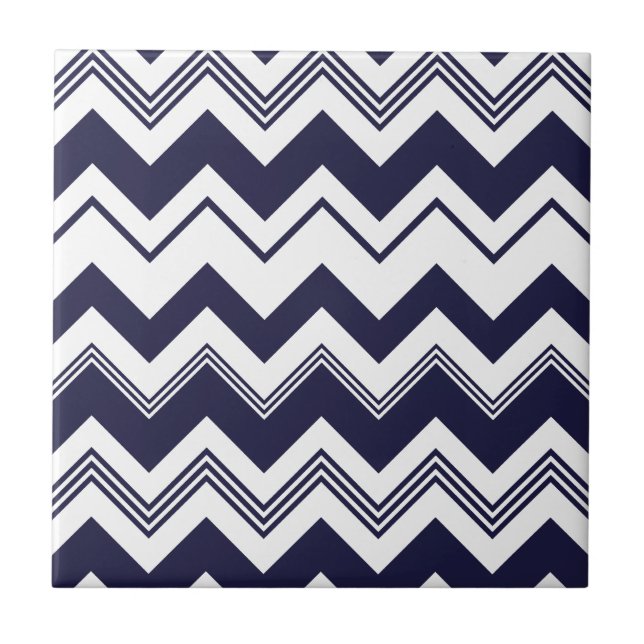 Carreau Motif blanc de Chevron de bleu marine (Devant)