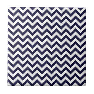 Carreau Motif blanc de Chevron de bleu marine
