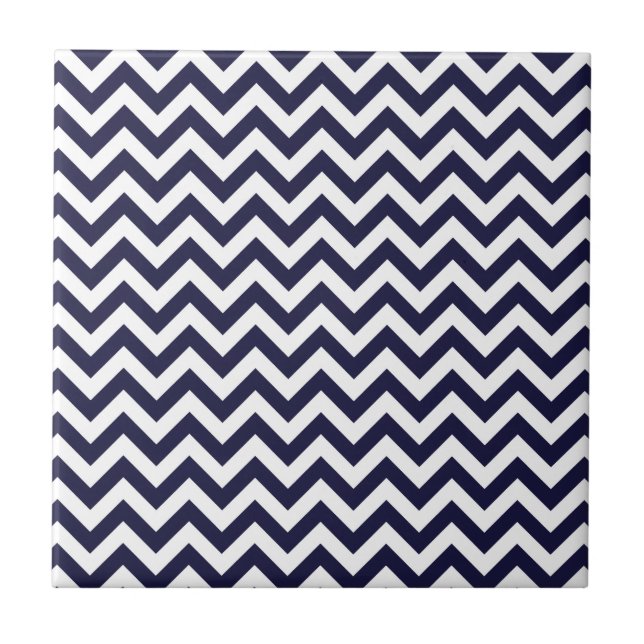 Carreau Motif blanc de Chevron de bleu marine (Devant)