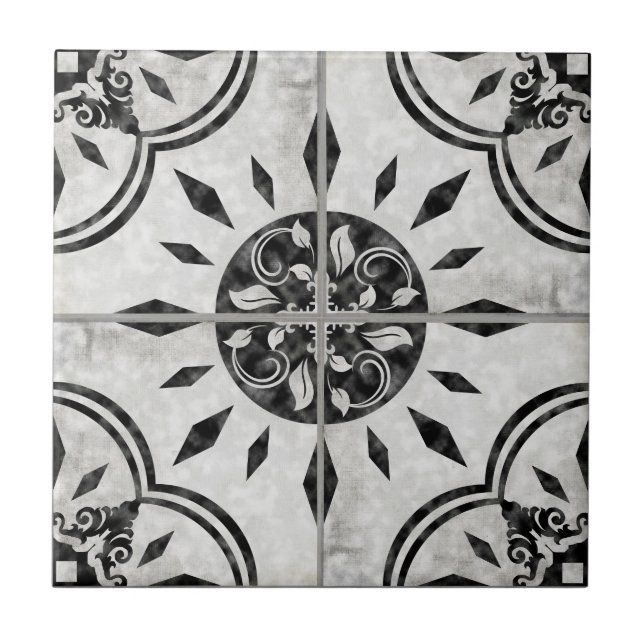 Carreau Motif blanc noir blanc fermier Pays chic Russe (Devant)