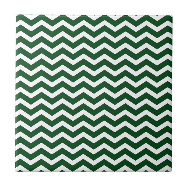 Carreau Motif blanc vert-foncé de Chevron (Devant)