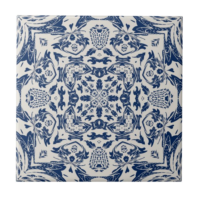 Carreau motif bleu ancien (Devant)