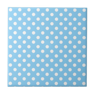 Carreau motif bleu avec pois blanc