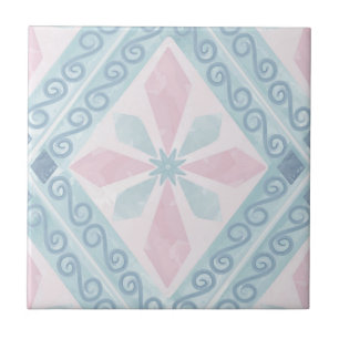 Carreau motif bleu en forme de diamant