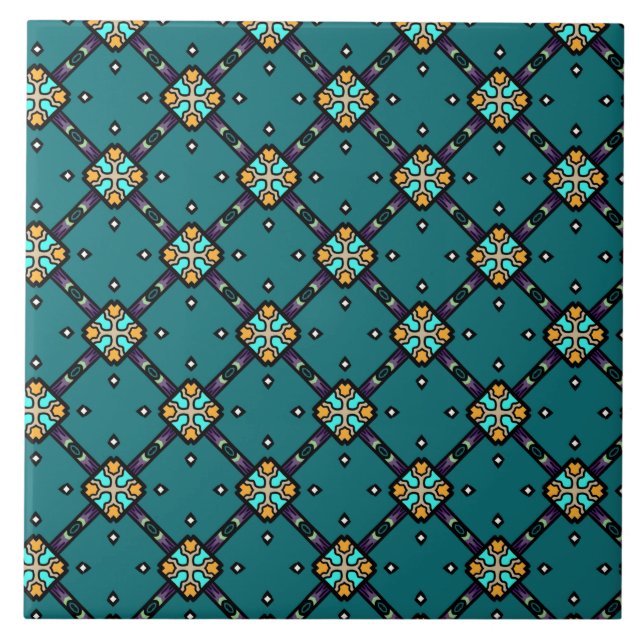 Carreau Motif bleu et vert #1 (Devant)
