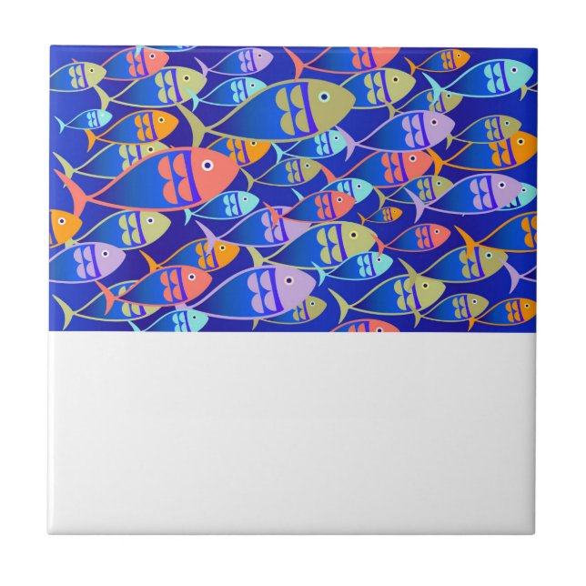 Carreau motif bleu poisson Abstrait (Devant)
