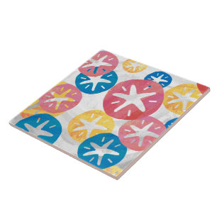 Carreau Motif bleu rouge de jaune du dollar de sable