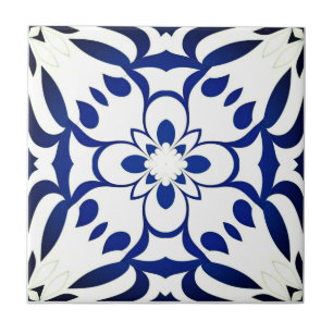 Carreau Motif bleu sur fond blanc