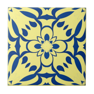 Carreau Motif bleu sur fond jaune