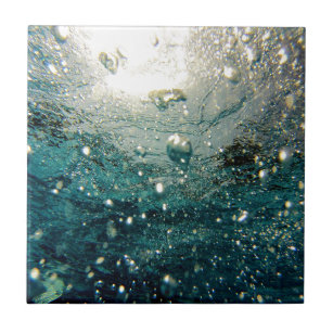 Carreau Motif bleu turquoise de mer de l'eau de bulles de
