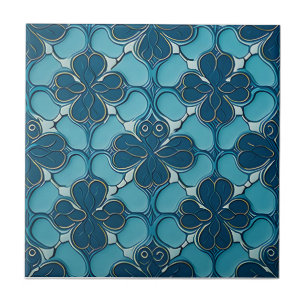 Carreau motif bleu vintage céramique Art nouveau
