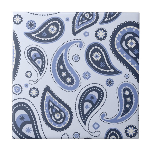 Carreau Motif Blue Paisley (Devant)