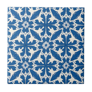 Carreau Motif Boho en Bleu – Élégant & Audacieux