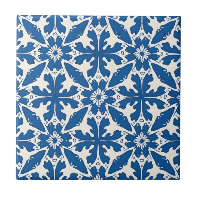 Carreau Motif Boho en Bleu – Élégant & Audacieux (Devant)