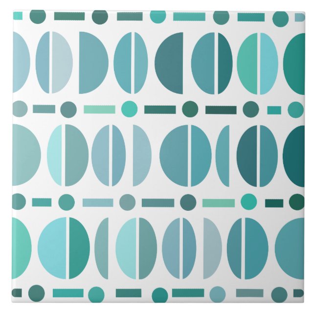 Carreau Motif Bols Rétro Bohème Turquoise (Devant)