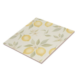 Carreau Motif botanique au citron à l'aquarelle douce