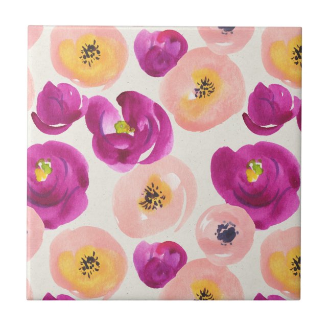 Carreau Motif botanique d'aquarelle (Devant)