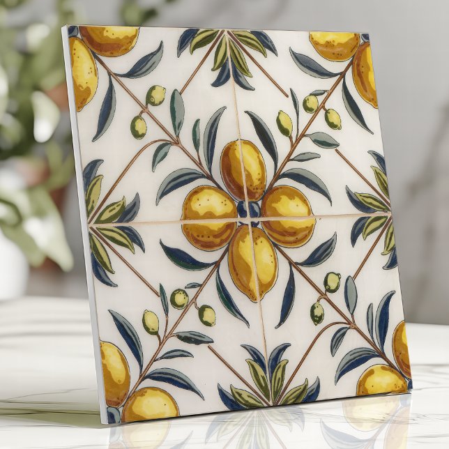 Carreau Motif botanique de citron italien vintage (Créateur téléchargé)