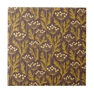 Carreau Motif botanique de couleur bleue de style vintage