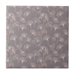 Carreau Motif botanique de feuille de ginkgo rose