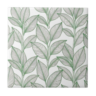 Carreau Motif botanique de feuille de laurier vert