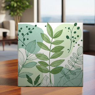 Carreau Motif botanique de feuille vert sauge moderne