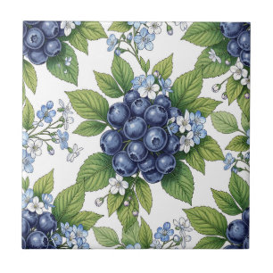 Carreau Motif botanique de fleur de bleuet vintage