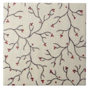 Carreau Motif botanique de la branche de baie rouge