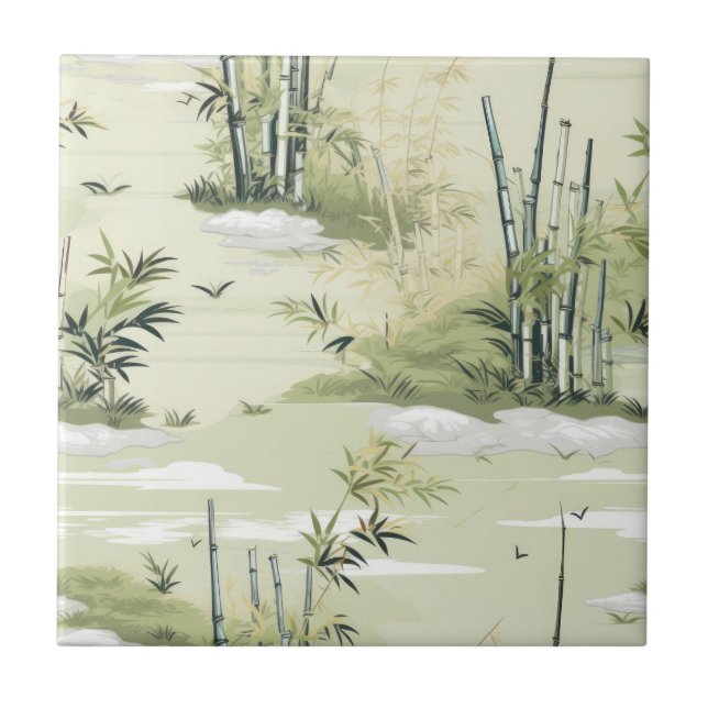 Carreau Motif botanique de la forêt de bambou Zen (1) (Devant)