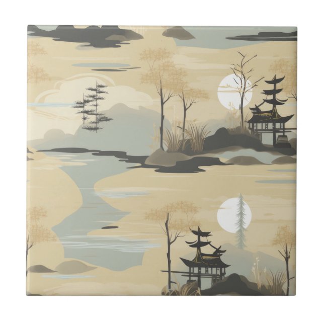 Carreau Motif botanique de la forêt de bambou Zen (4) (Devant)