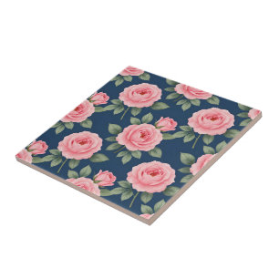 Carreau Motif botanique de roses roses luxuriantes