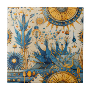 Carreau Motif botanique d'oiseaux exotiques de Chinoiserie