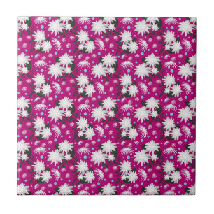 Carreau Motif botanique élégant à fleurs blanches