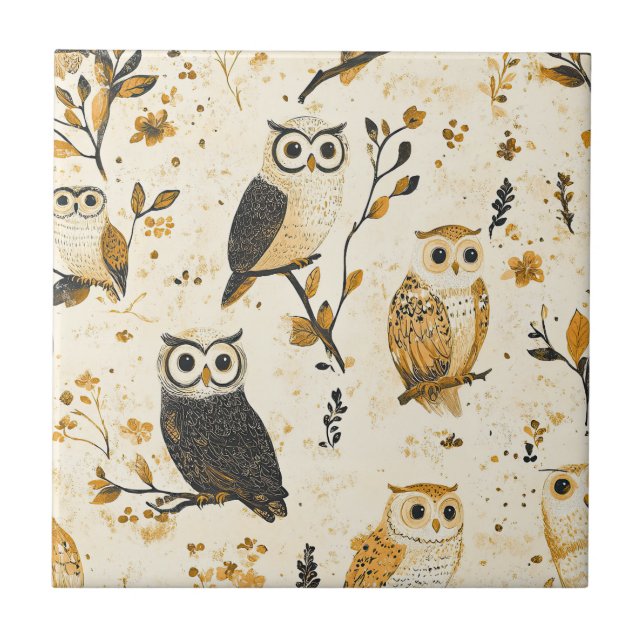 Carreau Motif botanique élégant de couleur beige représent (Devant)