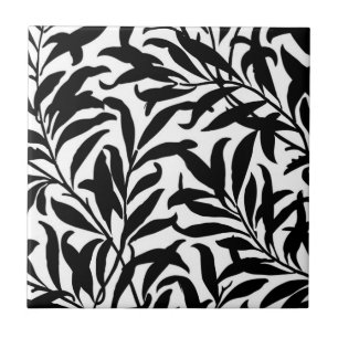 Carreau Motif botanique en feuilles Vintages BW noir et bl