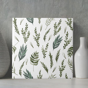 Carreau Motif Botanique Feuilles Vertes