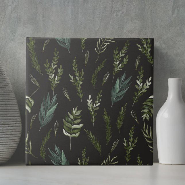 Carreau Motif Botanique Feuilles Vertes (Close up)