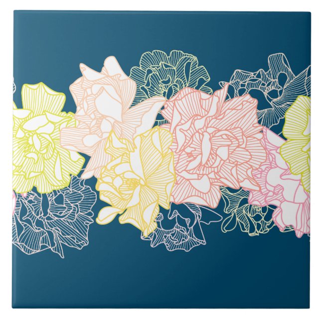 Carreau Motif botanique floral Accueil Vie (Devant)