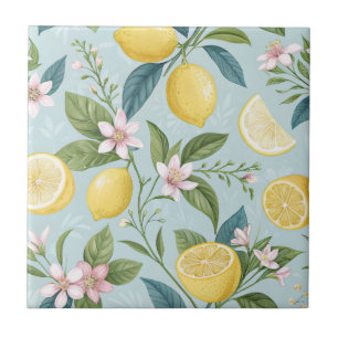 Carreau Motif botanique floral au citron frais