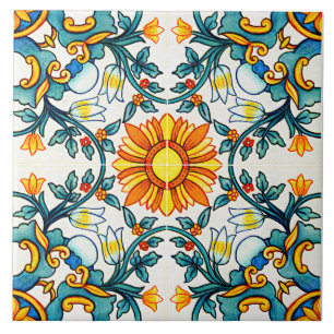 Carreau Motif botanique méditerranéen