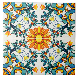Carreau Motif botanique méditerranéen