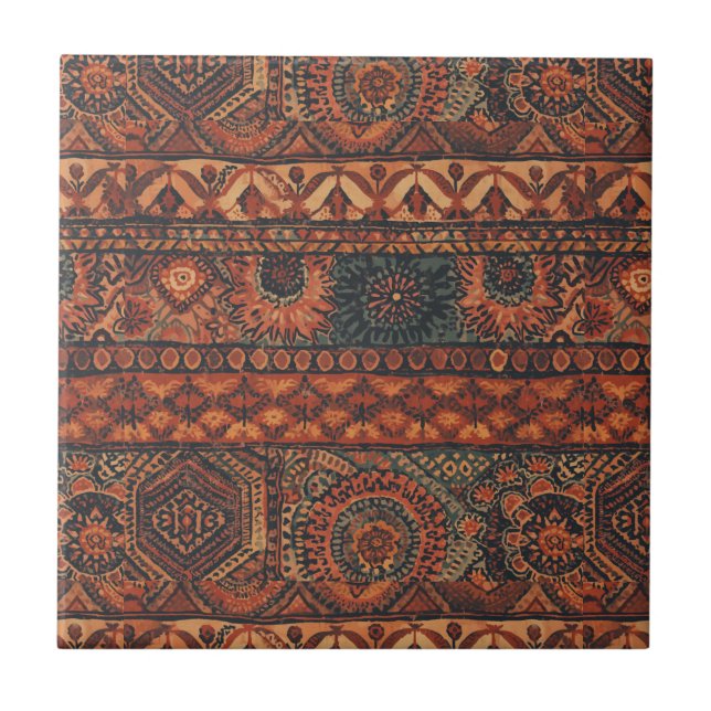 Carreau Motif botanique terracotta sage boho foncé  (Devant)