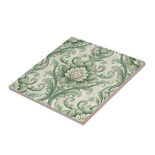 Carreau Motif botanique vert vintage