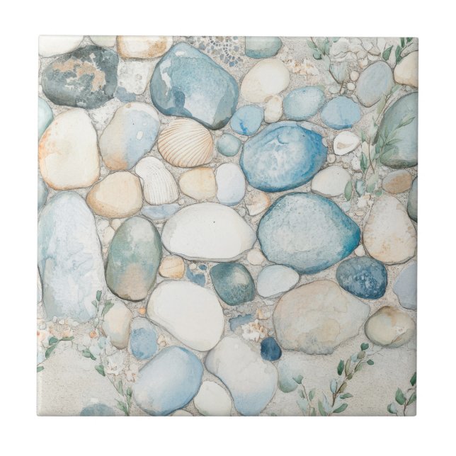 Carreau Motif Brise Océanique Aquarelle  (Devant)