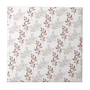 Carreau Motif Brown rouge rétro Vintage feuille