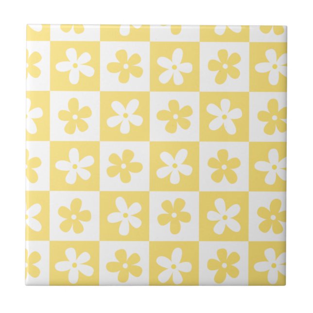 Carreau Motif caro jaune et blanc (Devant)