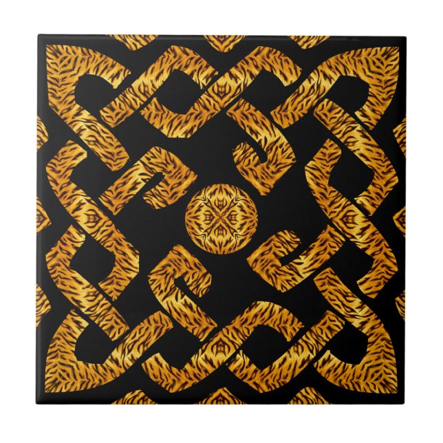 Carreau Motif celtique de tigre d'armure (Devant)